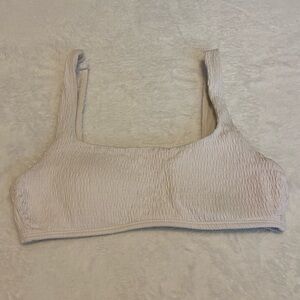 White Aerie Ribbed White Textured Bikini Top